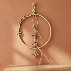 Corona redonda de metal hecha a mano con hojas de otoño y decoración de setas para el Día de Acción de Gracias, estilo rústico - Product Image 5