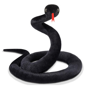 7934 Juguetes de Peluche Realistas de Animales de la Selva, Serpiente Negra Gigante con Lengua Larga, Decoración de Halloween para el Hogar, Serpientes Negras de Peluche - Product Image 1