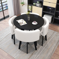 Tables de négociation modernes blanches et ensemble de 4 chaises pour salon, salle de café, bureau à domicile, meubles de bureau en bois