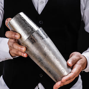 Premium Edelstahl Whisky Wein Barkeeper Getränk Mischen Party Bar Werkzeuge Geätztes Muster Boston Cocktail Shaker Set - Product Image 5