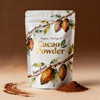 Pochette debout en feuille d'aluminium de qualité alimentaire imprimée sur mesure sac d'emballage en mylar de poudre de cacao alimentaire séché mat avec fermeture éclair