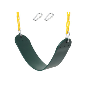 Columpio de cadena Eva Soft Board para niños, para jugar al aire libre o en casa, color verde con cadenas y mosquetones amarillos - Product Image 1