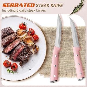 Vente flash : Ensemble <span class=keywords><strong>de</strong></span> 15 couteaux <span class=keywords><strong>de</strong></span> <span class=keywords><strong>cuisine</strong></span> roses - Couteaux en acier inoxydable avec bloc en bois <span class=keywords><strong>pour</strong></span> la <span class=keywords><strong>cuisine</strong></span> à domicile - Product Image 6