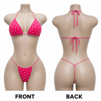 Ensemble de bikini en strass pour femme, haut triangle et string en V, 12 couleurs, orné de cristaux, pour la plage, la piscine, les festivals et la scène