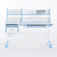 Bureau pour enfants ergonomique et durable à hauteur réglable avec grande étagère en bois et acier, surface inclinable à vérin à gaz pour l'école à domicile
