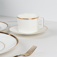 Service de table blanc style japonais et coréen, avec bordure dorée, 4 pièces