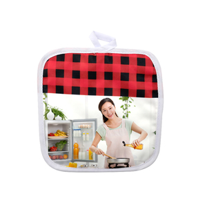 Maniques de cuisine personnalisées en sublimation, motif écossais <span class=keywords><strong>rouge</strong></span> buffle, pour cadeaux de Noël - Product Image 3