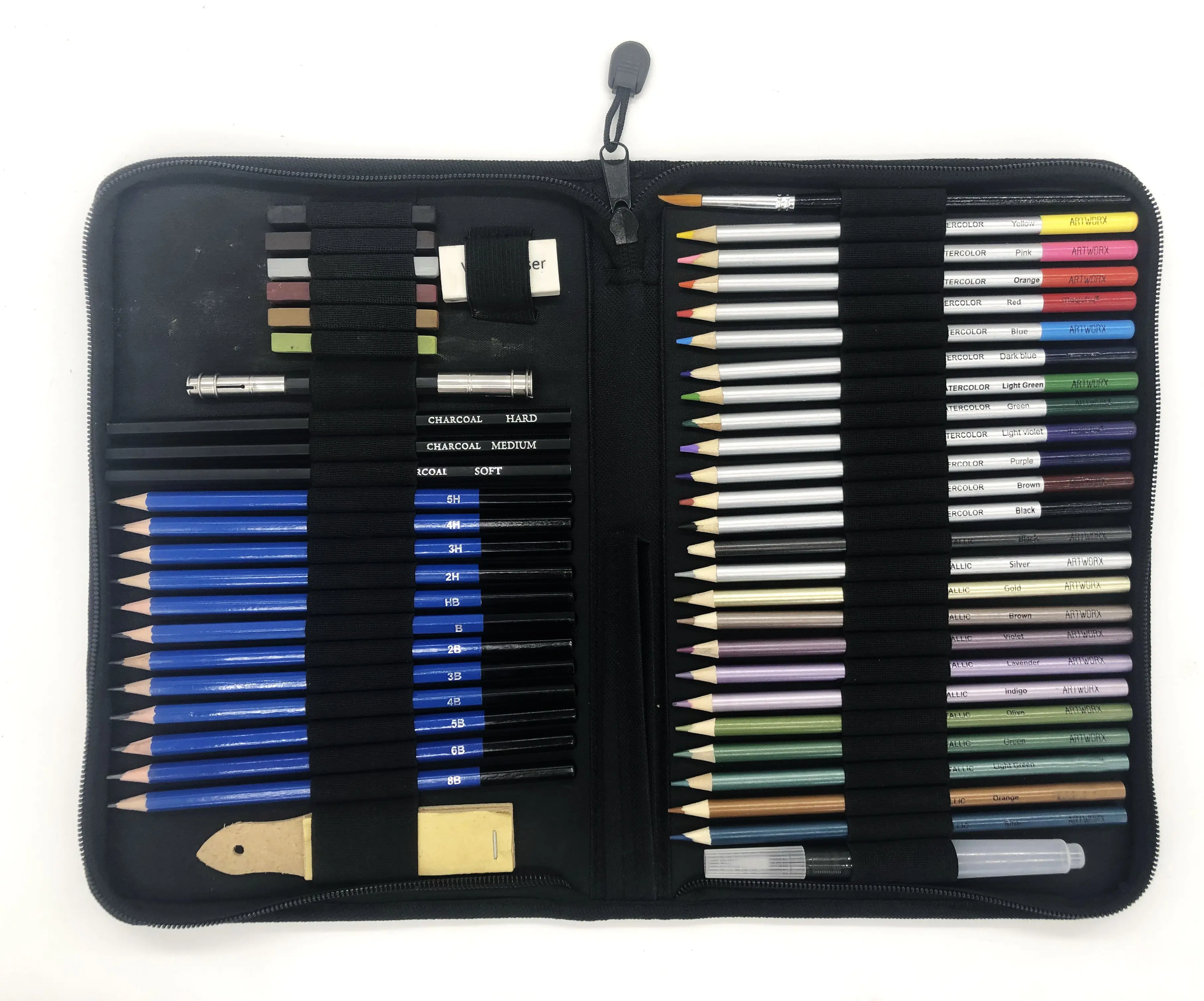 51 шт., набор профессиональных чертежей и цветных карандашей в нейлоновом чехле