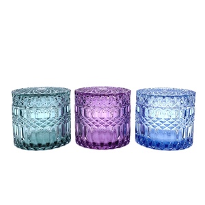 Frascos de <span class=keywords><strong>Vidrio</strong></span> Cilíndricos Coloridos RTS de 6oz 13oz 180ml 350ml con Tapa de <span class=keywords><strong>Vidrio</strong></span> para Velas, Decoración del Hogar, Bodas y Fabricación de Velas - Product Image 4