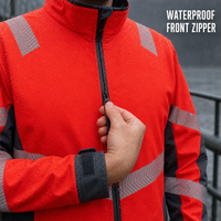 Chaqueta Softshell de Alta Visibilidad para Hombre OEM, Tejido Impermeable con Franjas Reflectantes, Ropa de Trabajo de Seguridad para Eventos al Aire Libre