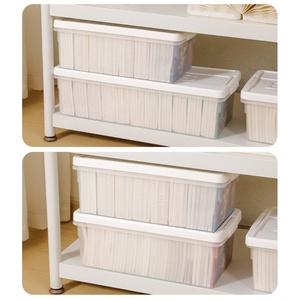Durable Transparent Storage Container <b>With</b> <b>Lids</b> Plastic Bin Book Storage <b>Box</b> Organizer Household Daily Necessities Accessories - Product Image 6