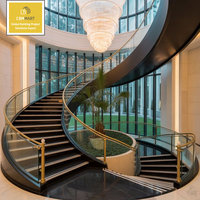 Escalera Espiral Moderna para Exteriores, Hoteles y Residencias CBMmart, Barandilla de Acero Inoxidable 304/316, Barandilla de Vidrio Curvo, Fácil Instalación