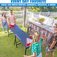 Table de beer pong/tailgate pliable et portable en fer forgé de 8 pieds pour l'extérieur – Mobilier de jardin robuste et moderne
