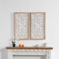 ART NEST JMRS00205 Décoration Murale Personnalisée Artisanat Rustique en Bois MDF Sculpté Plaques Murales Rectangulaires à Suspendre Lot de 2 Scéniques