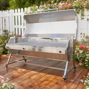 Modern Style Factory Custom Flaming <strong>Coals</strong> <strong>Barbeque</strong> Master <strong>Gas</strong>/Charcoal Spit Roaster with Lid - Product Image 1