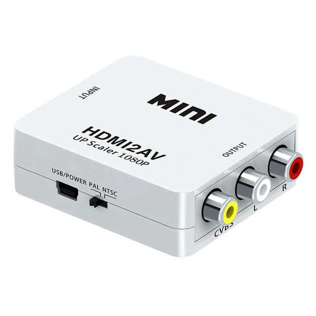 RCA AV to HDMI Converter Adapter Mini Composite CVBS to HDMI AV2HDMI Converter Multimedia Color Box Gold 1080p