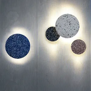 인테리어 현대 디스크 모양의 테라조 북유럽 스타일 실내 벽 마운트 조명 거실 침실 세라믹 LED 보루 장식 램프