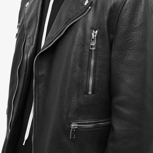 OEM personalizado negro Universidad Rocker Rider motocicleta chaqueta de cuero del motorista <span class=keywords><strong>para</strong></span> los hombres - Product Image 4
