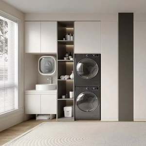 Armoire à linge sur mesure pour balcon, meuble élégant pour salle de lavage de balcon, salon - Product Image 1