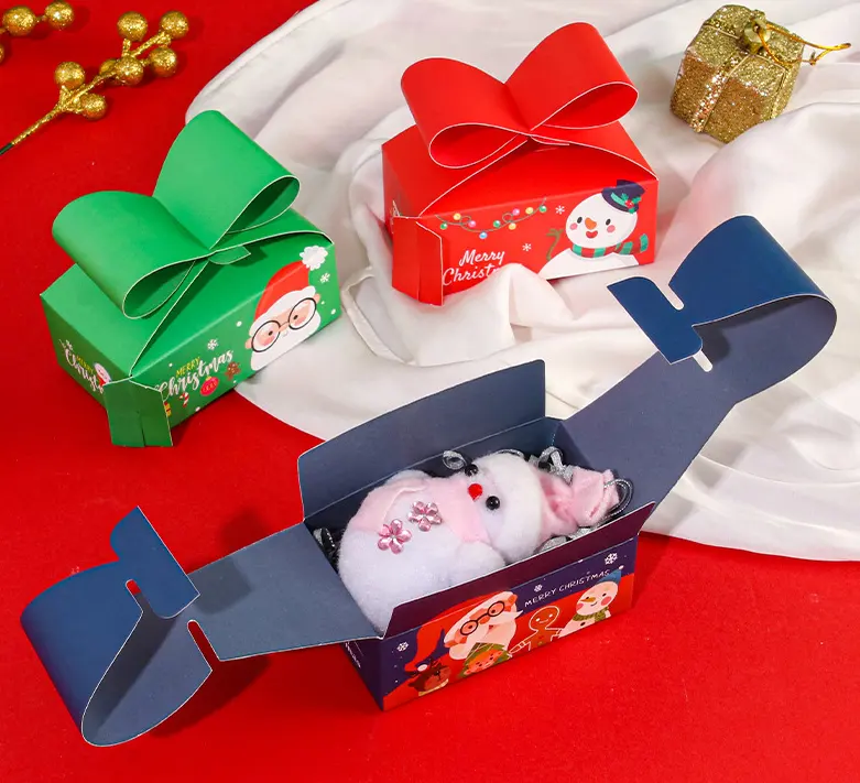 Noël élégant petit Art papier bonbons emballage boîte en forme de sac couleur impression mariage coffrets cadeaux avec poignée