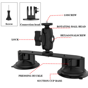 Soporte de Ventosa Doble ABS para Parabrisas de Coche, Soporte para GoPro Hero 14 Mission <span class=keywords><strong>1</strong></span>/<span class=keywords><strong>DJI</strong></span> <span class=keywords><strong>Osmo</strong></span>/Insta360 y Otras Cámaras de Acción - Product Image 6