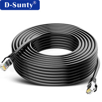 Kabel Patch Jumper Black Cat 6A Rj45 BC Shielded FTP Cat6A untuk Jaringan, POE 10m 20m 30m 50m Cat 6 8P8C Kabel Ethernet untuk PC