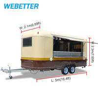 WEBETTER Remorque de restauration extérieure Camion mobile de restauration rapide pour café Camionnette de boulangerie Chariot à crêpes Camion de restauration Kebab Avec cuisine complète
