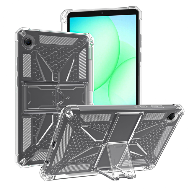 Clear Case for Samsung Galaxy Tab A9+ with Pen Holder Bracket Kickstand Lightweight Soft TPU Shockproof Protective Covers