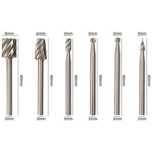 Yunbei Yb 6 Pc <b>Rotary</b> <b>File</b> Set 1/8 In Shank Carbide Tipped For Woodworking Carving Grinding - Product Image 2