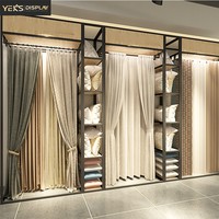 Présentoir en métal à grille pour rideaux, noir dépoli, cloison de showroom pour le textile de maison