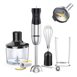 3-में-1 विसर्जन हाथ ब्लेंडर, शक्तिशाली 2-गति के साथ हाथ में छड़ी ब्लेंडर स्टेनलेस स्टील ब्लेड, हेलिकॉप्टर, बीकर, Whisk - Product Image 1