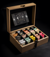Boîte en bois gravée personnalisée à 16 grilles pour capsules de café avec fenêtre transparente mallette de rangement pour sachets de thé en bois massif petite boîte cadeau magnétique