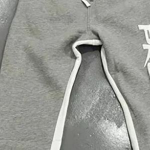 Pantalons de survêtement décontractés, pantalon de jogging évasé, peinture sur écran, patchwork, cordon de serrage, taille anti-plis, pantalon de survêtement évasé pour homme - Product Image 5