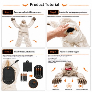 Décoration d'Halloween : Momie rampante avec yeux lumineux et son, activée par le son, pour maison hantée, jardin ou fête - Product Image 6