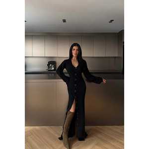 Robe de soirée en tricot noire Ophelie - Product Image 2