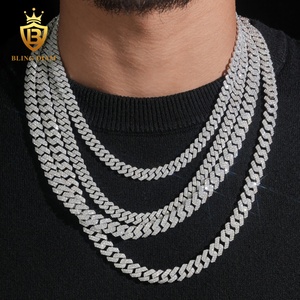 Kalung Berlian Moissanite Perak Sterling <span class=keywords><strong>925</strong></span> Langsung dari Pabrik dengan Rantai Cuban GRA Ice Out 8mm 10mm dan Kalung Rapper - Product Image 6