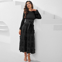 Robe plissée à volants 3D motif feuille pour femme, élégante, coupe trapèze, livraison rapide, par excellence en matière de mode