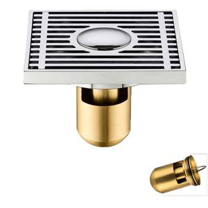 Drain de sol de douche carré moderne siphon de sol oxydé avec graphique à grille amovible pour salle de bain appartement - Product Image 6