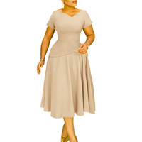 Robes d'été décontractées pour femmes, col en V, manches courtes, robe d'église élégante, robes de bureau pour femmes de grande taille