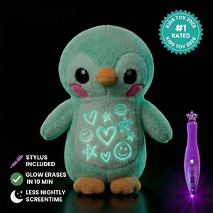 Stylo de dessin DIY lumineux pour <span class=keywords><strong>enfant</strong></span>, figurine en peluche, animal de compagnie, pingouin, mignon, outil de dessin et de surlignage DIY, stylo phosphorescent, vente chaude - Product Image 1