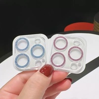 Protection d'objectif photo en verre trempé transparent scintillant pour iPhone 17 18 Pro Max 16 15 14, avec effet diamant