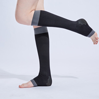 Chaussettes de compression amincissantes fantaisie pour femme, à bout ouvert, hauteur genou, pour massage des jambes, chaussettes de sport de sécurité à compression haute.
