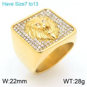 Bague pour homme en acier inoxydable avec tête <span class=keywords><strong>de</strong></span> <span class=keywords><strong>lion</strong></span> carrée, style hip-hop, zircon, croix, image Taiji - Product Image 6