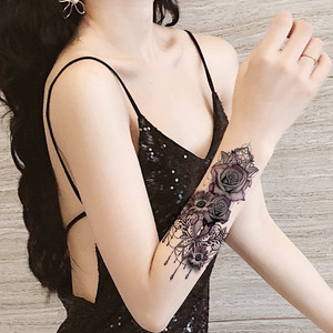 Tatuajes Temporales de <span class=keywords><strong>Flores</strong></span> Sexys para <span class=keywords><strong>Mujer</strong></span>, Arte Corporal, Pintura para Brazos y Piernas, Adhesivo de <span class=keywords><strong>Tatuaje</strong></span> Realista, Rosa Negra Falsa, <span class=keywords><strong>Tatuaje</strong></span> Impermeable - Product Image 6