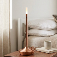 Lampe de table LED rechargeable moderne et simple avec corps en aluminium, à intensité variable, commande tactile, portable pour chambres, camping, mariages