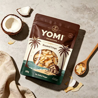 Sachet d'emballage personnalisé imprimé, pochette verticale refermable avec fermeture éclair pour chips de noix de coco, fruits secs, snacks et aliments secs
