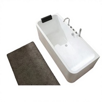 Baignoire de Luxe Moderne Écologique en Acrylique Autoportante avec Massage et Hydromassage, Forme Rectangulaire, Accessoire de Vidange Inclus