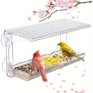 Mangeoire à oiseaux portable et étanche LM pour extérieur, mangeoire à oiseaux en plastique avec ventouses puissantes, nichoir transparent - Product Image 1