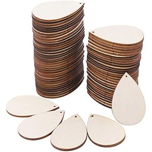 20mm-50mm 50 Pcs Unfinished <b>Wood</b> Oval <b>Slices</b> Natural for DIY Arts and Crafts Projects Earrings Pendant - Product Image 4