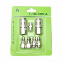 Kit de raccords pneumatiques rapides en acier au carbone de l'usine de Taizhou, raccords pneumatiques NPT1/4, 7 pièces